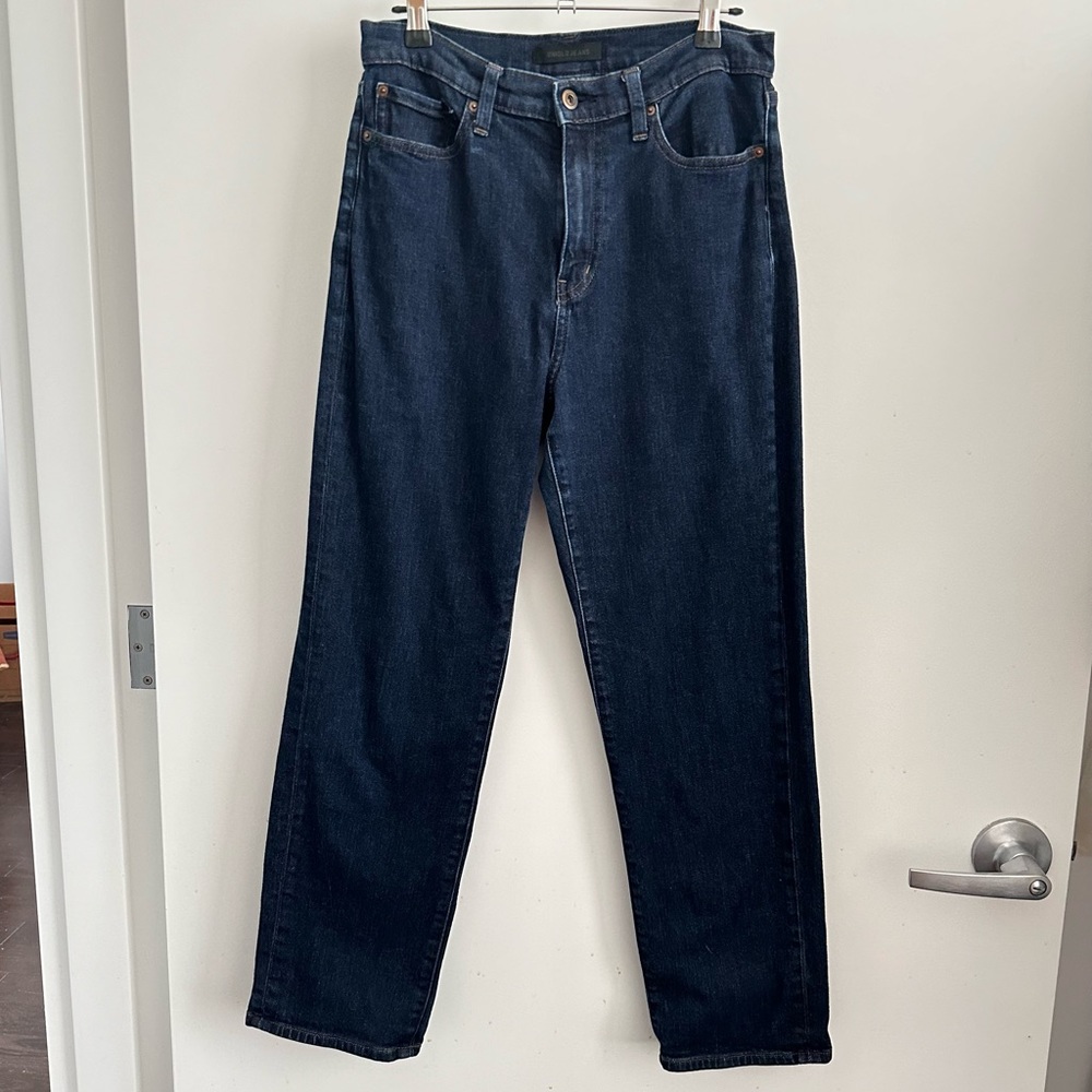 Uniqlo Womens Mom Jeans Dark Wash Stretch High Rise